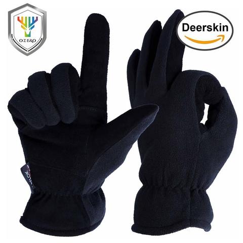 OZERO Winter Ski Gloves Outdoor Sport Warm Gloves Deerskin Windproof Below Skiing Cycling For Men Women 8007 ► Photo 1/6