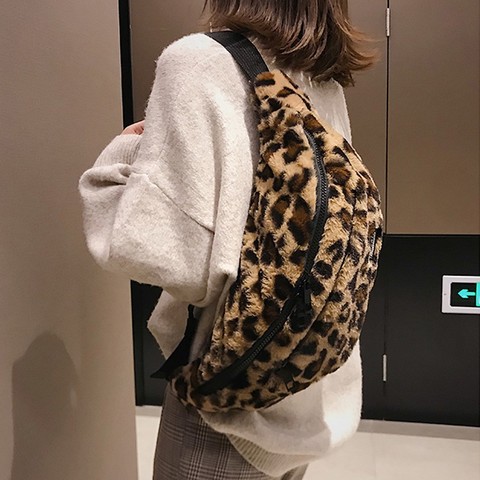 Women Chest Bags Leopard Plush Fanny Pack Bag Shoulder Bag Female Large Capacity Phone Money Waist Packs Sac Banana Femme#25 ► Photo 1/1