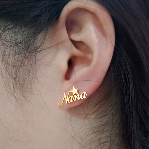 Cute Star Name Earrings For Women Girl Customized Jewelry Personalized Crown Butterfly Moon Heart Stud Earrings Birthday Gifts ► Photo 1/1
