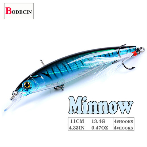 Jerkbait Minnow Fishing Lure Hard Plastic Bait Artificial Lures Bass Pike ABS Wobbler for Fish Hooks Crankbait 3D Eyes Sea 1pcs ► Photo 1/6