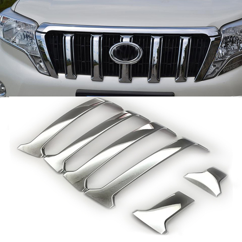 For Toyota Land Cruiser 150 Prado LC150 FJ150 2014 2015 2016 2017 Front Grille Trims Bumper Protector Chrome Car Styling ► Photo 1/6