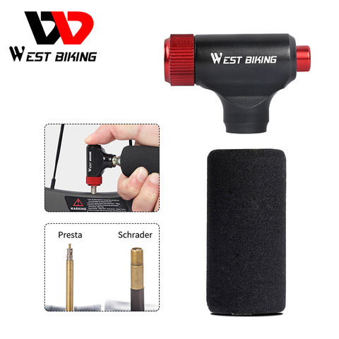 WEST BIKING Mini CO2 Inflator Portable Auto Hand Pump Schrader & Presta Valve Adapter Aluminum Alloy Cycling Bike Bicycle Pump ► Photo 1/6