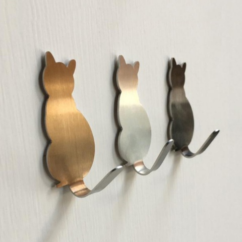 Self Adhesive Hooks Cat Shaped Storage Holder for Bathroom Hanging Door Clothes Towel Racks Kitchen Key Hanger Hook on Wall ► Photo 1/6