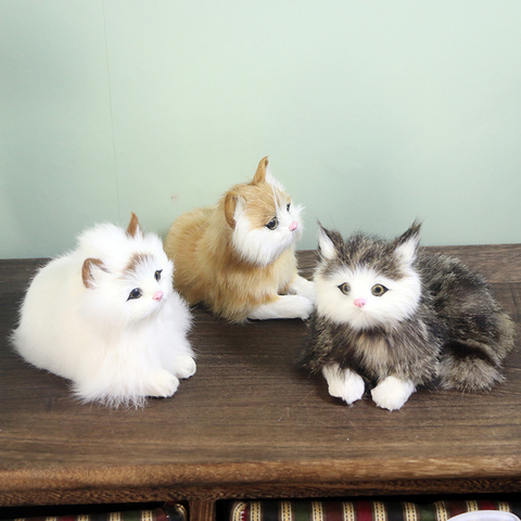 Realistic Cat Plush Toys Lifelike Fur Furry Cat Dolls Sleeping Animals Creative Gift Home Decoration Simulation Kitten Models ► Photo 1/6