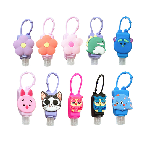 Portable Safe Gel Holder Cartoon Silicone Mini Hand Sanitizer Holder Travel Hangable Liquid Soap Dispenser Containers For Kids ► Photo 1/5