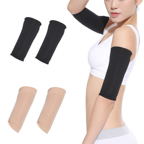 Elastic Compression Arm Warmers Female Men Slimming Calories Arm Sleeves Support Elbow Sock Massager Arm Wraps Solid Two Colors ► Photo 1/6