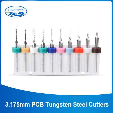 10pcs/set PCB Tungsten Steel cutter（0.1mm to 1.0mm）Mini Drill Bit Carbide For Print Circuit Board CNC Drill Bits for cnc Machine ► Photo 1/6