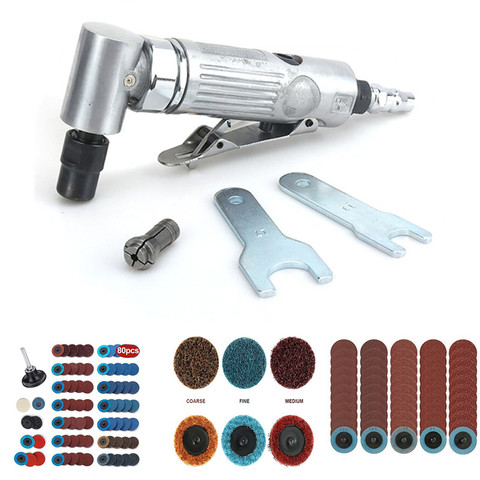 1/4 inch Air Angle Die Grinder 90 Degree Pneumatic Grinding MachinePolisher Mill Engraving Machine with Sanding Discs Tool Kit ► Photo 1/1