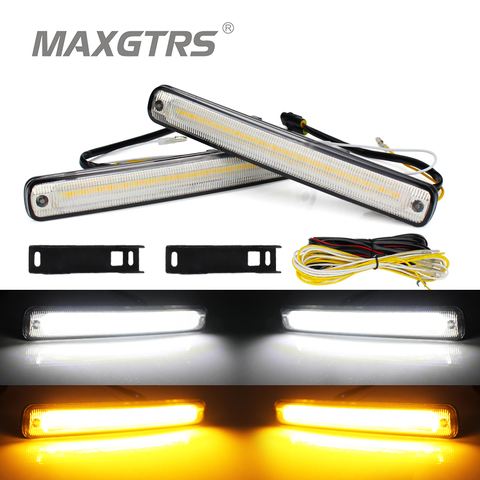MAXGTRS 1set Waterproof Car High Power 36smd 2835 LED Daytime Running Lights With Amber Turn Signal DC12v Xenon White DRL ► Photo 1/6