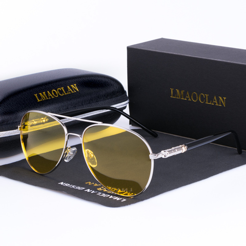 Mens Polarized Night Driving Sunglasses Brand Designer Yellow Lens Night Vision Driving Glasses Goggles Reduce Glare ► Photo 1/6