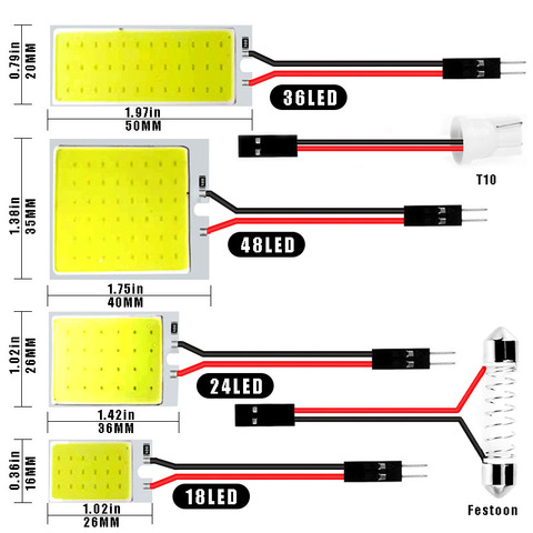 Car Beleuchtung T10 w5w Led Cob 18SMD 24SMD 36SMD 48SMD Auto Interior Reading Lamp Vehicle Panel Bulb Lighting Dome Festoon 1pcs ► Photo 1/6