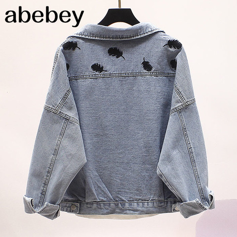 Spring Denim Jacket Women New Embroidery Letter Casual Single Breasted Clothing 2022 Autumn Blue Coat Female ► Photo 1/6