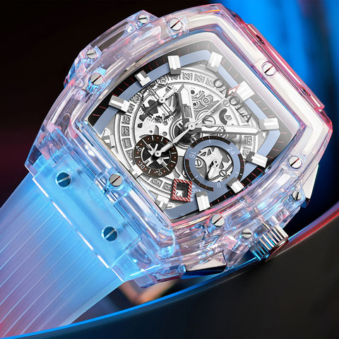 ONOLA brand designer plastic Watch Men 2022 casual unique Luxury Quartz wristwatch male square Transparent white Sport Men Watch ► Photo 1/6