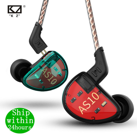 KZ AS10 Headset 5 balance armature driver ear earphone HIFI bass monitor music earphone general ZS10 ZST BA10 ES4 AS16 AS12 ZSX ► Photo 1/6