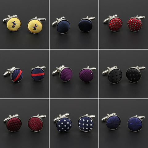 Classic Fashion Dots Solid Polyester Check Design Cufflink For Mens Brand Cuff Buttons Cuff Links High Quality Jewelry NO.1-30 ► Photo 1/6