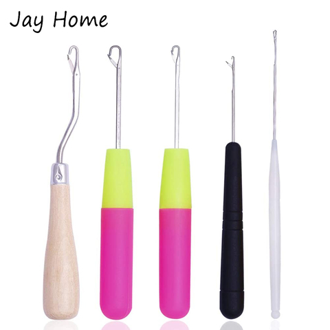 5pcs Different Size Latch Hook Kits Crochet Needle Hook Latch Hook Tool with Handle for Braid Hair Carpet Scarf Crafts ► Photo 1/6