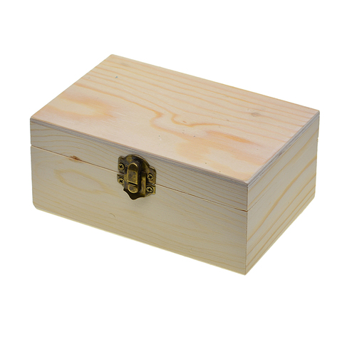 Large Wooden box storage plain wood jewel box case with lid lock 150x98x69mm ► Photo 1/6