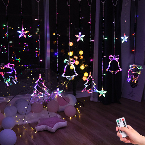 Christmas tree deer bells string lights 220V 110V  Garland String Fairy Lights Outdoor For Home Wedding Party New Year Decor ► Photo 1/6
