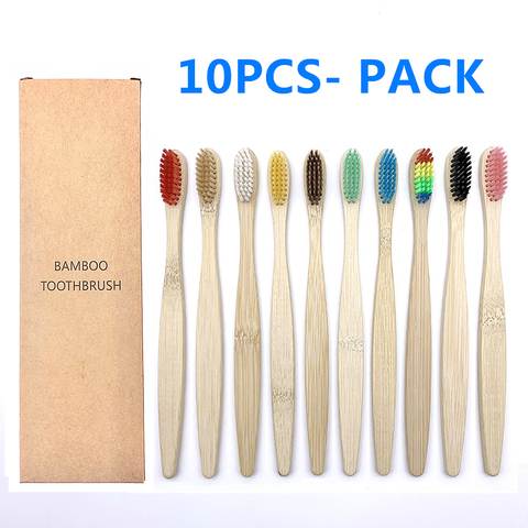 10PCS Colorful Natural Bamboo Toothbrush Set Soft Bristle Charcoal Teeth Whitening Bamboo Toothbrushes Soft Dental Oral Care ► Photo 1/6