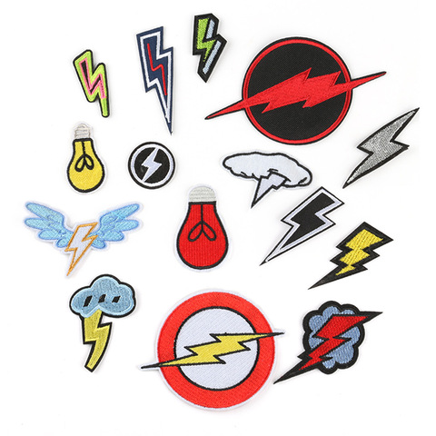 Cartoon Lightning Patches Iron on Patches for Clothing Stripe Badge Embroidered Patches Sticker on Clothes for Kids DIY Applique ► Photo 1/6