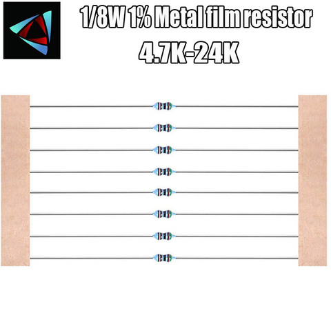100pcs 1/8W 1% 0.125W Metal film resistor 4.7K 5.1K 5.6K 6.2K 6.8K 7.5K 8.2K 9.1K 10K 12K 13K 15K 16K 18K 20K 22K 24K ohm ► Photo 1/1