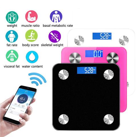 180kg Bathroom Scales Bluetooth Digital Bathroom Body Fat Scales Electronic Fitness Analyzer bascula digital peso corporal ► Photo 1/6