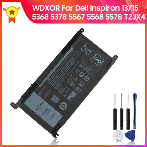 Original Laptop Battery WDXOR For Dell Inspiron 15 5568/13 7368 T2JX4 WDXOR Series 42Wh 13 5368 5378 15 5567 5568 5578 T2JX4 ► Photo 1/6