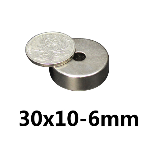 1/3/5pcs 30x10-6mm NdFeB Powerful Magnets N35 30*10mm Hole 6mm Permanent Round Countersunk Neodymium Magnetic Magnet 30*10-6mm ► Photo 1/4