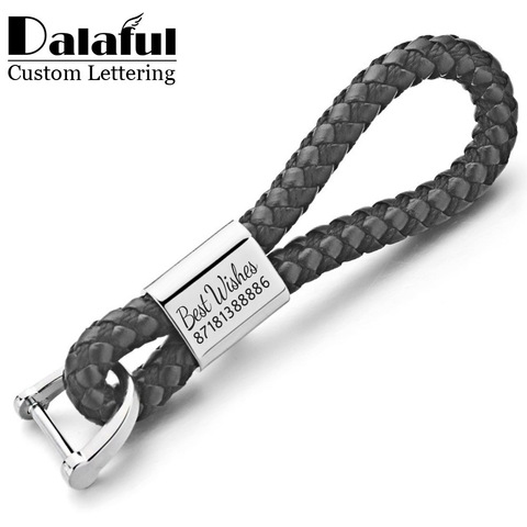 Dalaful Custom Lettering Keychains Woven Leather Detachable Keyrings Customize Personalized Gift For Car Key Chain Holder K350 ► Photo 1/6