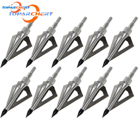 12pcs Arrow Broadheads for Crossbow Longbow Hunting Target Shooting Accessories 100GR 3 Blades Replaceable Silver Arrowhead Tips ► Photo 1/6