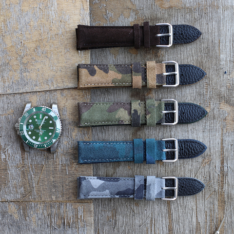 Suede Leather Watch Strap Camouflage Sport Watch Band 18mm 20mm 22mm 24mm for Replace Bracelet Accessories ► Photo 1/6