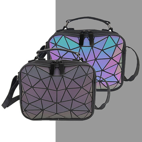 Women Laser Luminous Holographic handbags Crossbody Bags for Women 2022 Shoulder bag Geometric Plaid Hologram small Square bags ► Photo 1/6