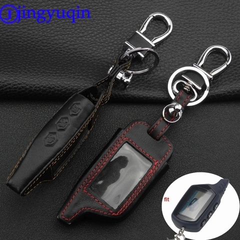 jingyuqin 3 Buttons Leather Car-Styling Key Cover Case For Starline B9 B6 A91 A61 Twage Two Way Car Alarm System keychain ► Photo 1/1