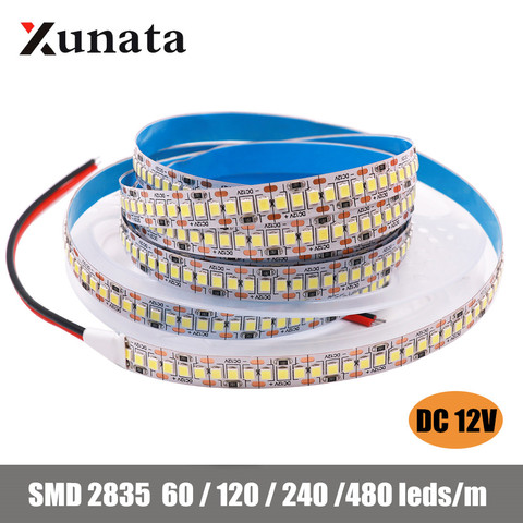 DC12V LED Strip 60 120 240 480LEDs/m High Bright Flexible LED Rope Ribbon Tape 2835 LED Light Lamp Warm White / Cold White 5m ► Photo 1/6