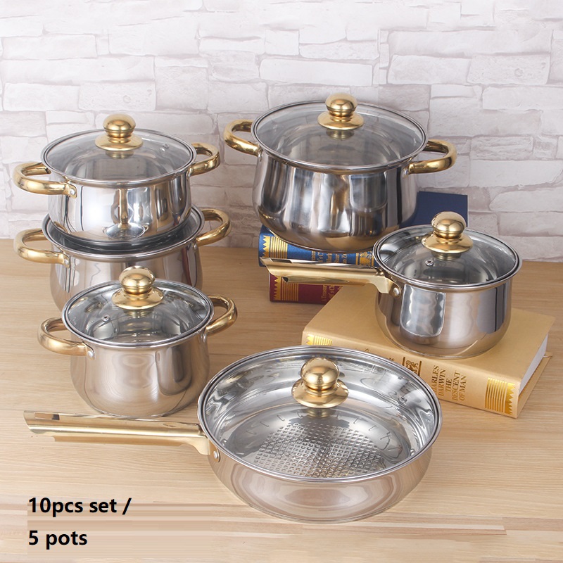 2014 Hot Sale Cooking Pots With Frying Pan Stainless Pot Hot Pot And Pans  Cookware Set - AliExpress