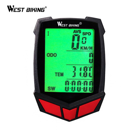 WEST BIKING Wireless Bike Computer 20 Functions Speedometer Odometer Cycling Wired Wireless+ MTB Bike Stopwatch Bicycle Computer ► Photo 1/6