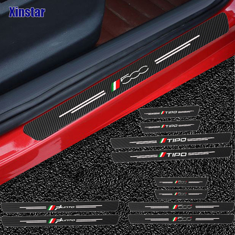 4pcs Carbon Fiber Car Door Sills Guards Sticker For Fiat Panda 500 500x 500l TIPO PUNTO ► Photo 1/6