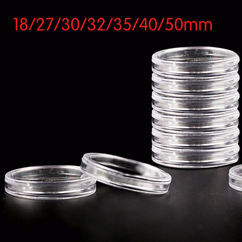 10Pcs/Lot 18/27/30/32/35/40/50mm Boxed Coin Capsules Coin Case Transparent Coin Storage Box ► Photo 1/6