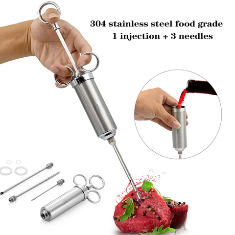 Grill 2-oz Marinade Seasoning Injector Turkey Meat Injectors Stainless Steel Cooking Syringe Injection With 2-5 Needles ► Photo 1/6