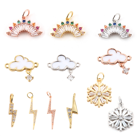 Charm Charms for Jewelry Making Supplies Gold Rainbow Lightning Cloud Snow Diy Earring Necklace Metal Copper Mosaic CZ Zircon ► Photo 1/6