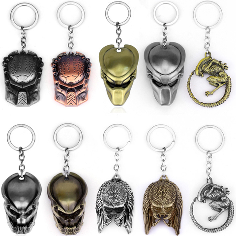 AVP Alien V Predator Mask Keychain Alien Xenomorph Queen Keyring Metal Key Rings Bags Car Key Chains Movie Jewelry Covenant ► Photo 1/6