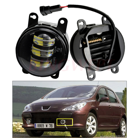 2pcs LED Fog Lamp Front Bumper Light Aluminum & Plastic For Peugeot 307 Break 3E Estate 2002-2007 For 307 Hatchback 3A 3C 00-08 ► Photo 1/6