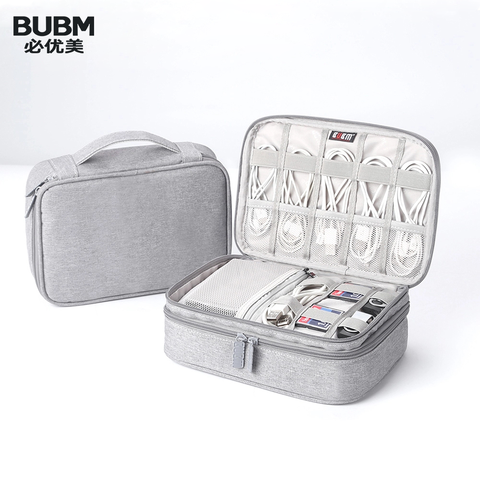 BUBM Portable Cable Bag,  Digital USB Gadget Organizer Wires Charger Cosmetic Zipper Bag Power Bank Sleeve with Ipad pouch ► Photo 1/6