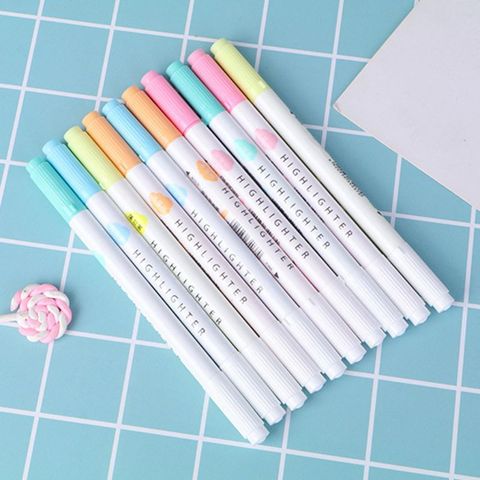 5Pcs Colorful Candy Color Double-end Highlighters Markers Fluorescent Milkliner Stationery Gift Q6PA ► Photo 1/5