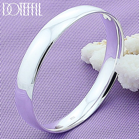 DOTEFFIL 925 Sterling Silver 10mm Smooth Solid Bracelet Bangles For Women Men Wedding Engagement Party Jewelry ► Photo 1/4