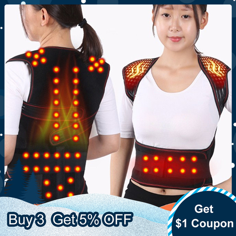 Magnetic Back Support Magnets Heating Therapy Belt Waist Brace Posture Corrector Spine Back Shoulder Lumbar Posture Correction ► Photo 1/6