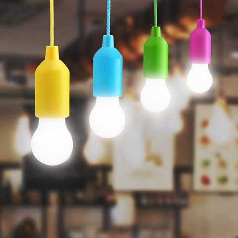 Portable Colorful LED Hanging Lamp Drawstring Light Tent Camping Bulb Retro Outdoor Home Night Light Creative Battery Powered ► Photo 1/6