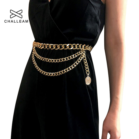 Tassel Gold Chain Belt For Women Dresses Designer Brand Luxury Punk Fringe Silver Waist Belts Female Metal Golden Dress Belt 105 ► Photo 1/6