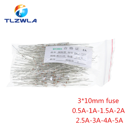 1000pcs 3*10mm 0.5A/1A/1.5A/2A/2.5A/3A/4A/5A 250V Axial fast glass fuse with lead wire 3X10 ► Photo 1/2