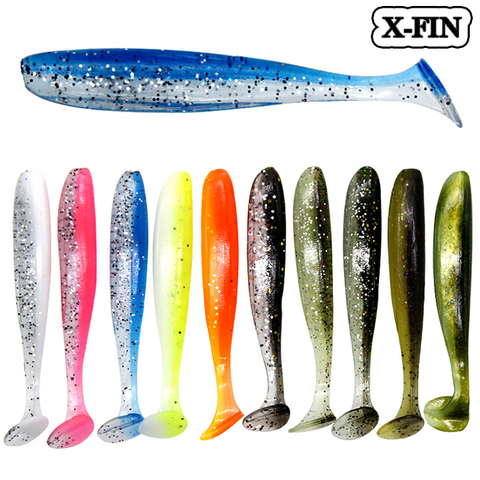 X-Fin 5.5-9cm 10pcs/lot T-Tail Worm Gurbs Lure Soft  Silicone Bait  Artificial Jighead Crank Lead Head Hook Spinner Soft Lures ► Photo 1/5